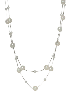 s925银珍珠毛衣链长款项链多层