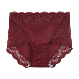 氧言蕾丝内裤女本命年酒红高端轻奢绝美红色纯棉裆高腰大码女士