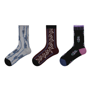 文艺复兴秋季袜子女堆堆袜立体提花花边袜口复古棉袜春秋款中筒袜