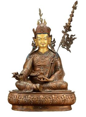 藏式红铜莲花生大师装饰铜像摆件