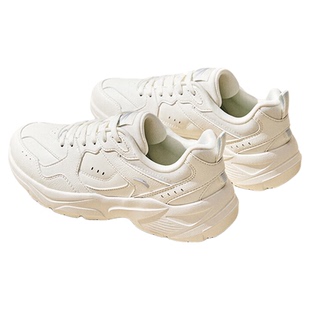 安踏女鞋老爹鞋皮面防水运动鞋女款鞋子小白鞋新款冬季白色休闲鞋