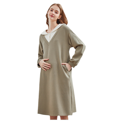 费雪春秋假两件孕妇连衣裙套装