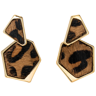 豹纹几何耳钉秋冬复古