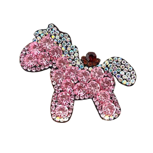 高级感水钻粉色小马发夹女2026春季新款前额刘海侧边鸭嘴夹子头饰