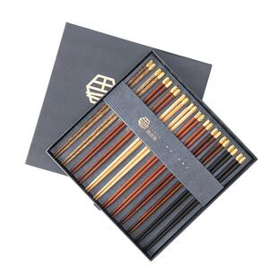 吉洛雅家用高档天然红木筷子一人一个色专用分餐实木公筷家庭套装