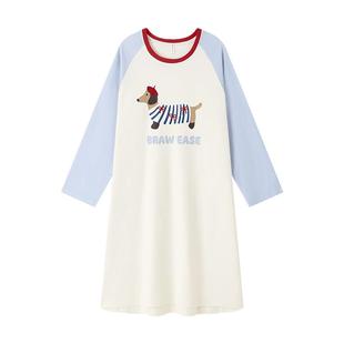 BE纯棉睡裙女款秋冬长袖睡衣可爱卡通长裙2025新款长款家居服套装