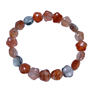 天然爆闪阿鲁沙星星雕刻手链金太阳长石金砂坦桑尼亚绿柱石送礼女