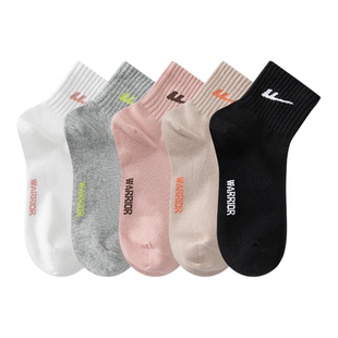 回力袜子女防臭防滑中筒女袜棉袜黑白纯色运动透气无骨女士长筒袜