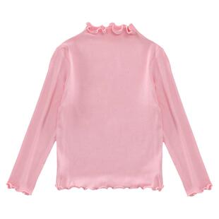 女童打底衫2025春秋新款女宝宝洋气花边儿童上衣女孩纯色长袖T恤