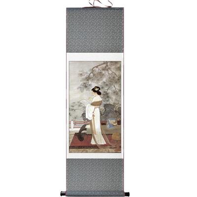仿卷轴古卷轴画壁画古典仕女美人