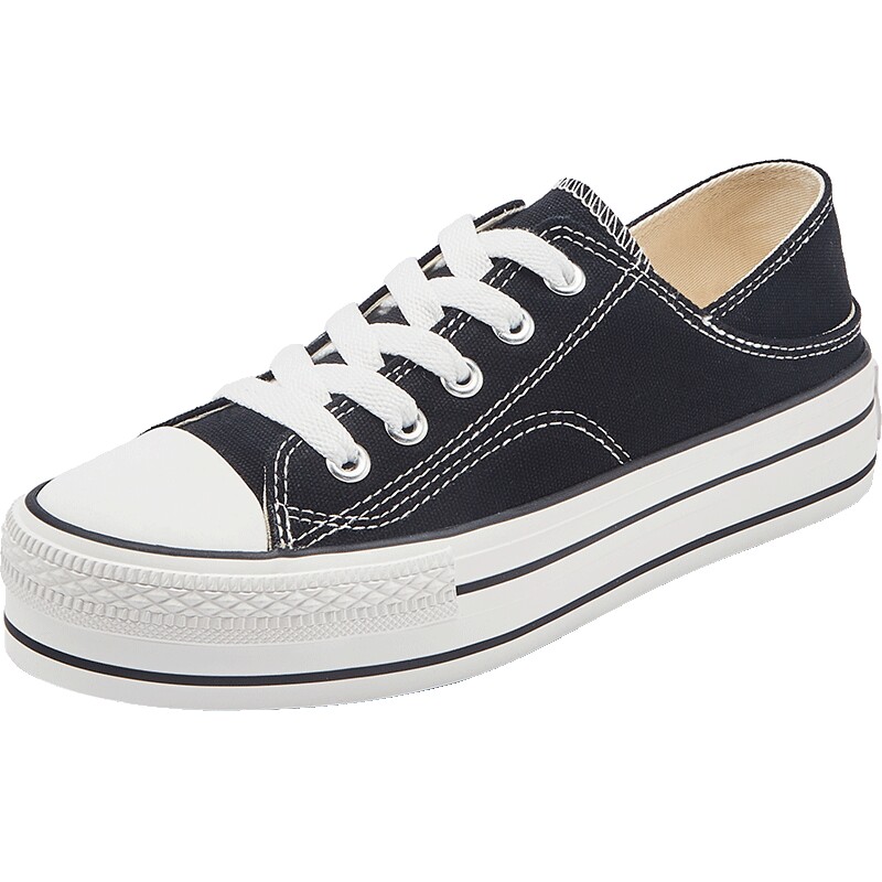 人本帆布鞋女街拍板鞋百搭鞋子2023春季学生新款复古平底ins潮鞋