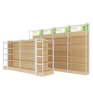 佳晨信超市便利店货架展示架零食置物架小卖部挂钩中岛钢木单双面