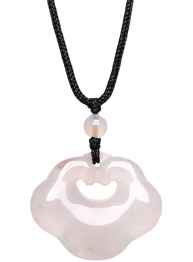 六桂福如意平安锁吊坠祥云项链白月光玉髓男女款新年礼物