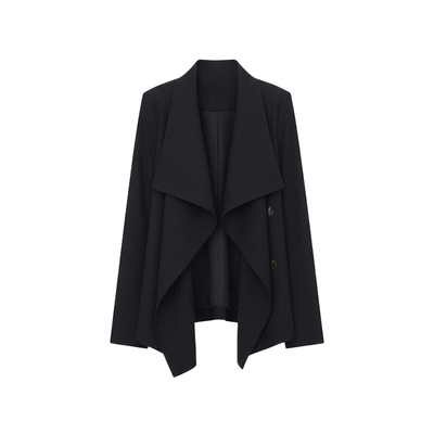 校阅女孩羊毛荷叶领西装风衣