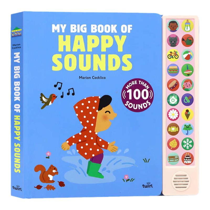 我的快乐发声书 英文原版绘本 My Big Book of Happy Sounds 儿童趣味亲子互动精装大开纸板发声书20个按钮Marion Cocklico