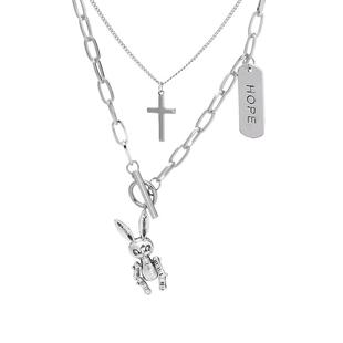 钛钢兔子项链女ins嘻哈冷淡风吊坠男配饰酷帅朋克暗黑系多层长链