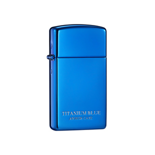 zippo打火机纤巧钛蓝雕刻镀蓝钛官方正品煤油防风男士收藏礼物
