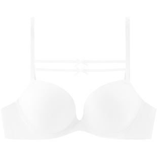 好奇小姐无痕内衣女小胸聚拢显大夏性感防下垂文胸罩套装白不空杯