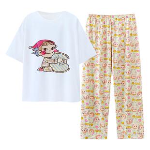 日系ins不二家短袖长裤睡衣女夏季纯棉家居服夏天学生可爱两件套