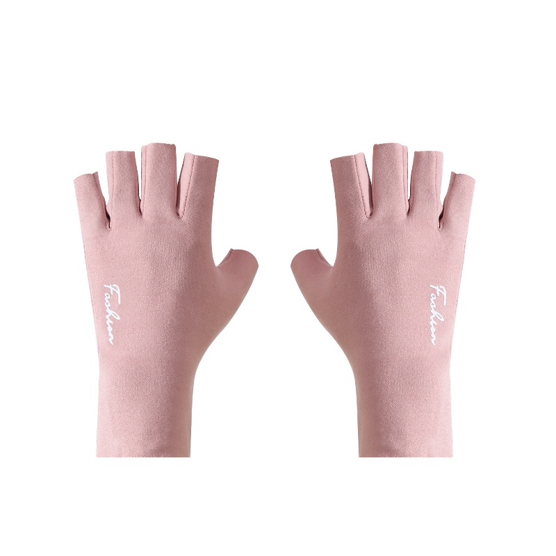 德绒办公打字写字加绒保暖学生半指手套冬季防寒加厚露指开车护腕