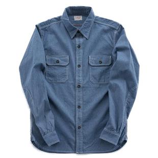 小溪原创秋季新款全棉长袖衬衫男士美式复古条纹工装衬衣休闲修身