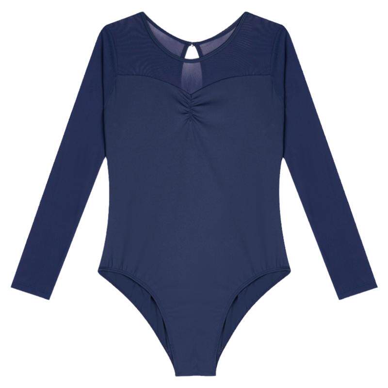 成人舞蹈服拼网练功服女长袖显瘦