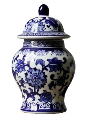 青花瓷陶瓷将军罐摆件