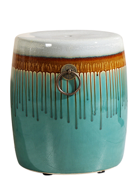 新中式陶瓷绣墩瓷凳鼓椅庭院墩子纯手工窑变釉凳客厅摆件设计摆件