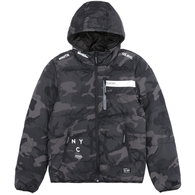 迷彩连帽拉链外套男士羽绒服现货