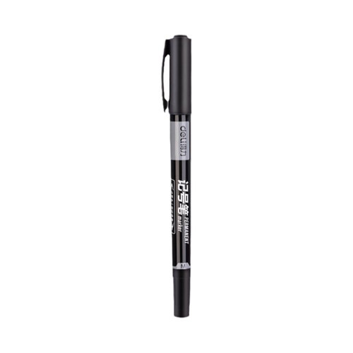 得力勾线笔美术生用描边绘画记号笔防水黑色油性双头0.5mm/1.2高光绘画笔学生用不易褪色红快干快递物流
