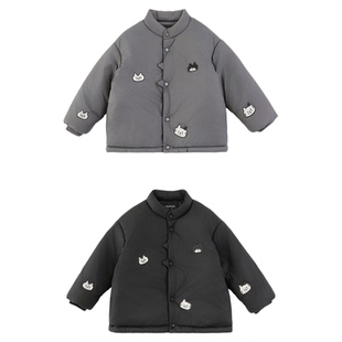 幼悠男童三明治构架棉服冬季童趣可爱猫咪绣标防风保暖休闲外套潮