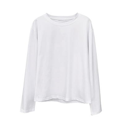 纯色白色纯棉长袖打底T恤内搭