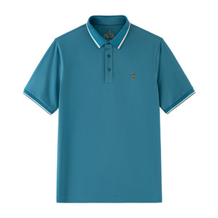 欧定头等舱短袖polo衫男新款竹林池畔翻领修身商务休闲男装上衣男