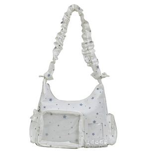 日系星星痛包女二次元大容量透明拼接单肩包甜美女生中学生斜挎包