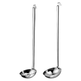 不锈钢汤勺漏勺油勺带勾汤勺加长可挂加厚勺子酒店火锅勺打粥勺