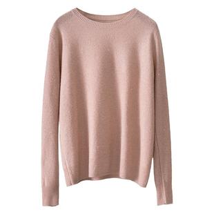 秋冬羊绒衫女圆领金丝针织毛衣韩版宽松薄款长袖羊毛衫套头打底衫