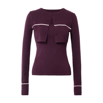 SMIIILE假两件长袖毛针织衫女