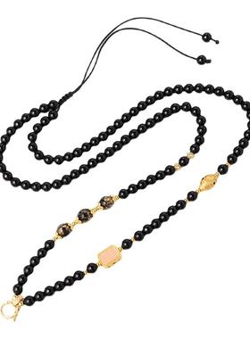 新中式黑玛瑙吊坠挂绳快拆符文