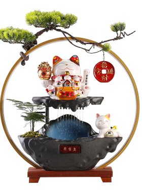 流水生财循环水摆件招财猫装饰品