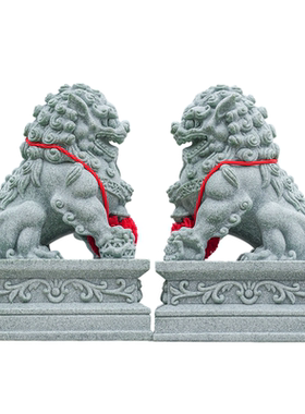 中式仿古衙门大门石狮子一对青砂石摆件庭院门厅客厅阳台装饰摆件