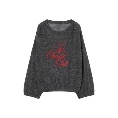 CONCISE-WHITE简白字母轻透毛衣