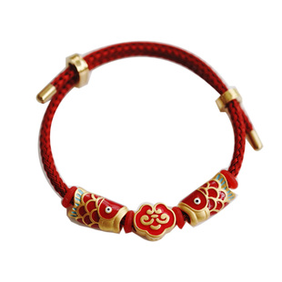 朝华凝露古法老金烧蓝中国风喜庆新年手链配件本命年搭配吊坠diy