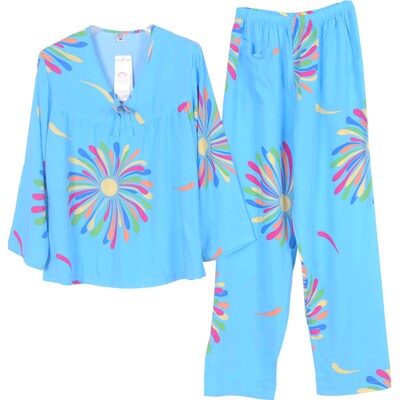 春秋纯棉薄款中年女士宽松睡衣