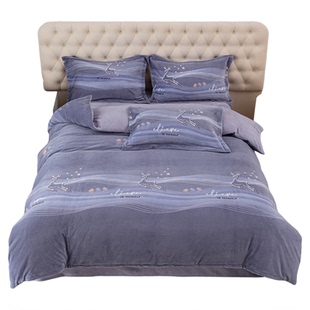 可定制牛奶绒四件套冬季加厚保暖床笠床品被套230x230x250x248cm