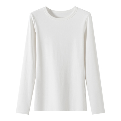 白色打底衫女内搭秋冬季2025新款收腰显瘦中长款长袖T恤磨毛上衣