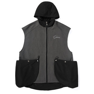 GENANX闪电潮牌新款一衣多穿防水防污防油三防美潮山系连帽马甲男