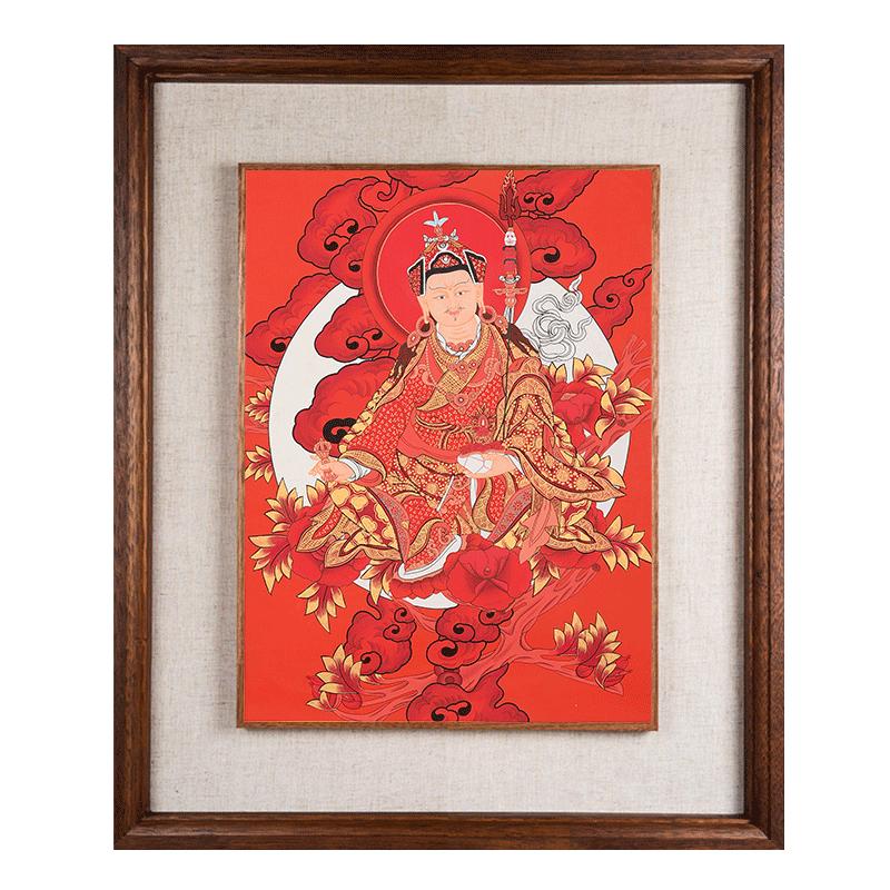 闯隆唐卡手绘莲花生大师佛像挂画