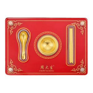 周大生黄金宝宝满月三件套抓阄纪念金碗筷宝宝周岁礼生日礼物儿童