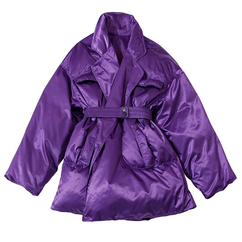 Carolingian法式小众设计！高端成衣羽绒服女紫色优雅90%高绒外套
