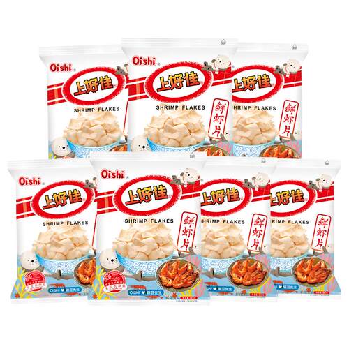 上好佳 经典口味鲜虾片80g*7包童年回忆休闲零食组合办公室小吃